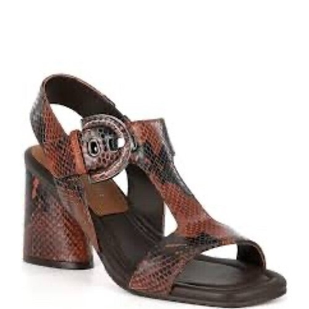 New Donald Pliner Erin Snake Embossed Leather Sandals T-Strap Size 8.5 M